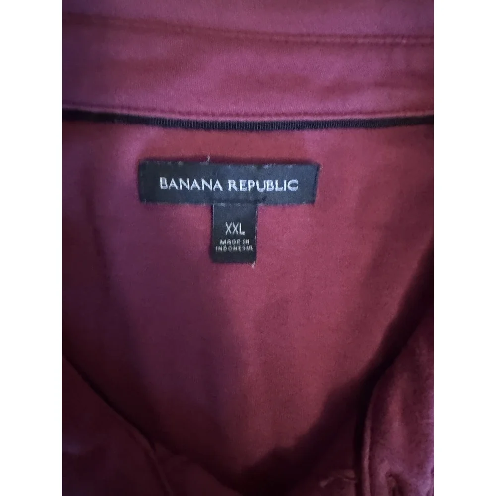 Banana Republic Men's Burgundy Solid Short Sleeve Polo Shirt 2XL Button
